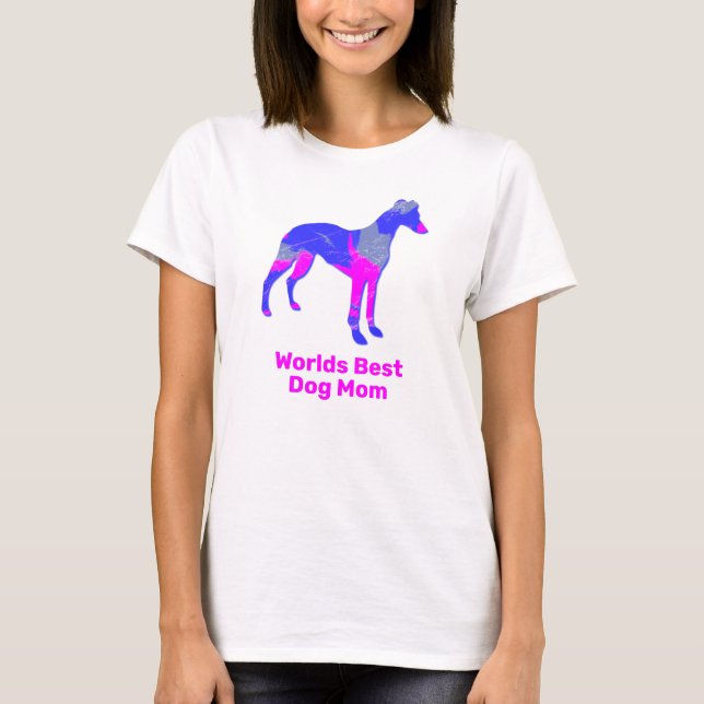 T-shirt Whippet/Italien Greyhound Dog Silhouette rose bleu (Devant)