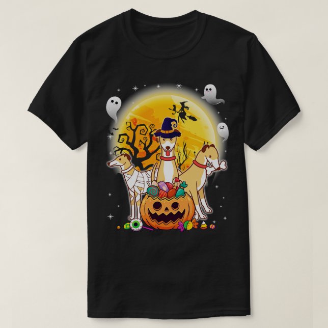 T-shirt Whippets Chien maman sorcière Lune Fantômes Hallow (Design devant)