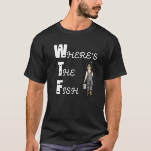 T-shirt Whirer Le Garçon De Poisson Avec Poteau De Pêche E