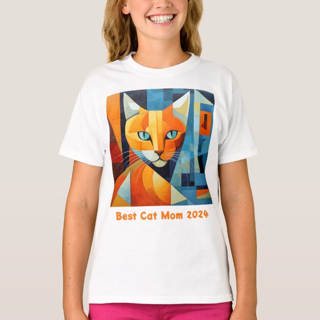 T-shirt Whiskers Abstraits : Best Cat Mom (Devant)