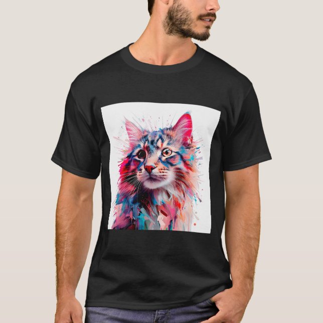 T-shirt Whiskers Aquarelle : Un Portrait De Chat Vibrant (Devant)