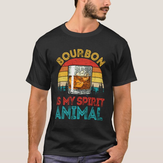 T-shirt Whiskey Boire Bourbon Est Mon Esprit Citation (Devant)