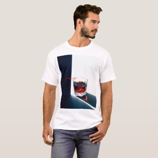 T-shirt Whiskey in a Crystal Glass. Minimalist Art