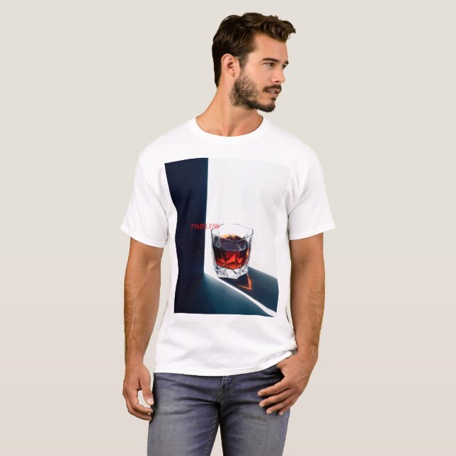T-shirt Whiskey in a Crystal Glass. Minimalist Art (Devant entier)