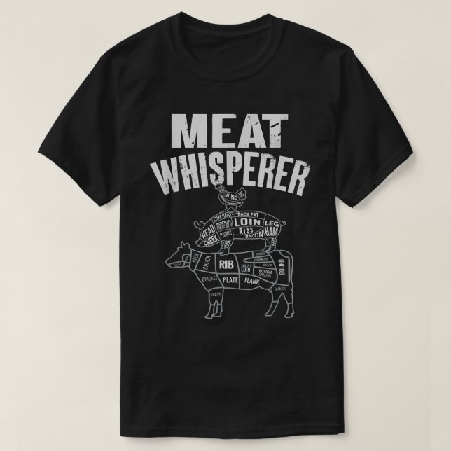 T-shirt Whisperer de viande, Boucher à la Boucherie  (Design devant)