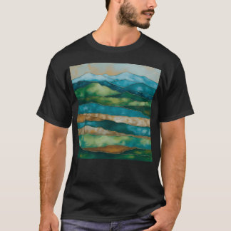 T-shirt Whispers Montagne En bleu et vert actif
