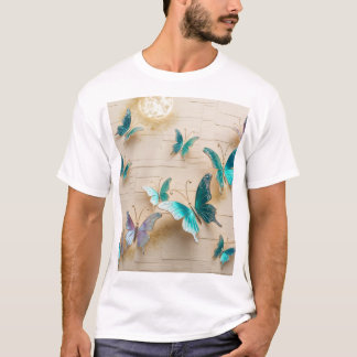 T-shirt Whispers of Nature : Metallic Butterfly Dreams