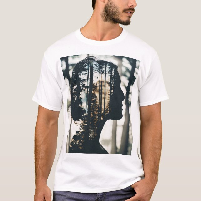 T-shirt Whispers of Nature : Une double exposition Portrai (Devant)