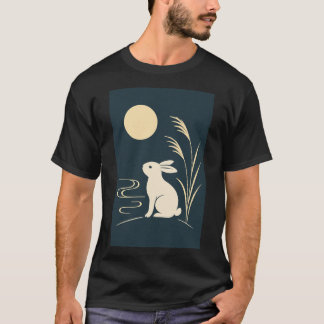 T-shirt Whispers of the Moon – Minimal Japanese Rabbit Des