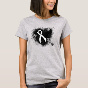 T-shirt White Awareness Ribbon Grunge Coeur