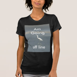 T-shirt White Bird on Grey Sand Beach Art Imprimer
