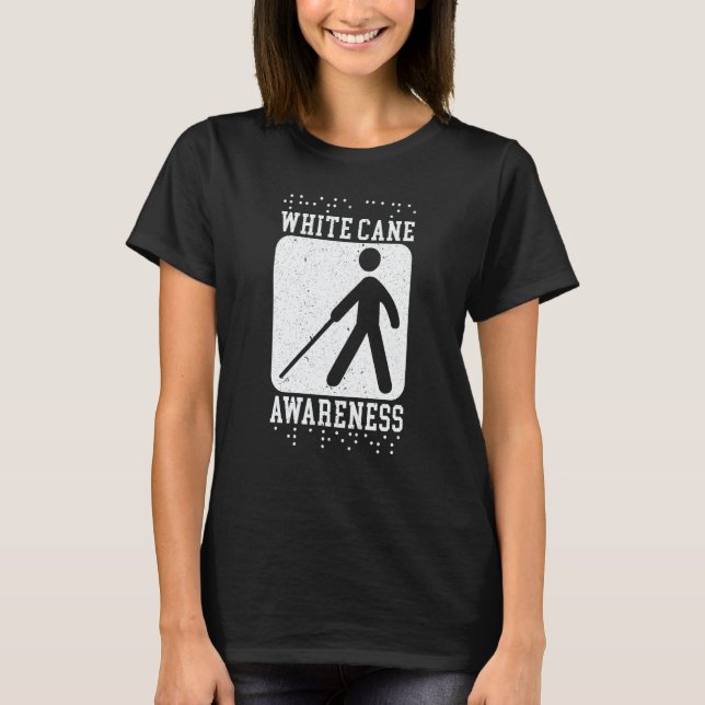 T-shirt White Cane Awareness Braille Blind Awareness  1 (Devant)