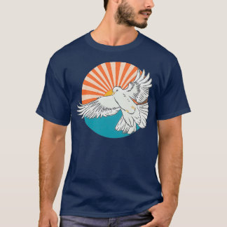 T-shirt White Dove Bird Vintage Sunset Retro Peaceful Bird