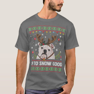 T-shirt White English Bulldog Dog Reindeer Ugly Christmas 