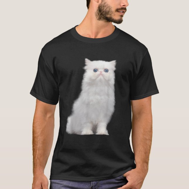 T-shirt White fluffy kitty with bright blue eyes  (Devant)