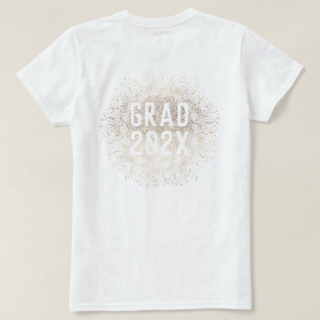 T-shirt White Gold Elegant Foil Botanics Graduate Uni (Design dos)