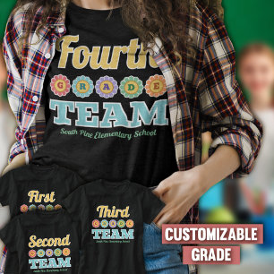 T-shirt White Outline Retro Flowers 4e année de l'école d'