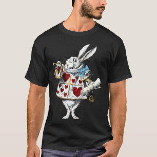 T-shirt White Rabbit Alice Wonderland Hearts