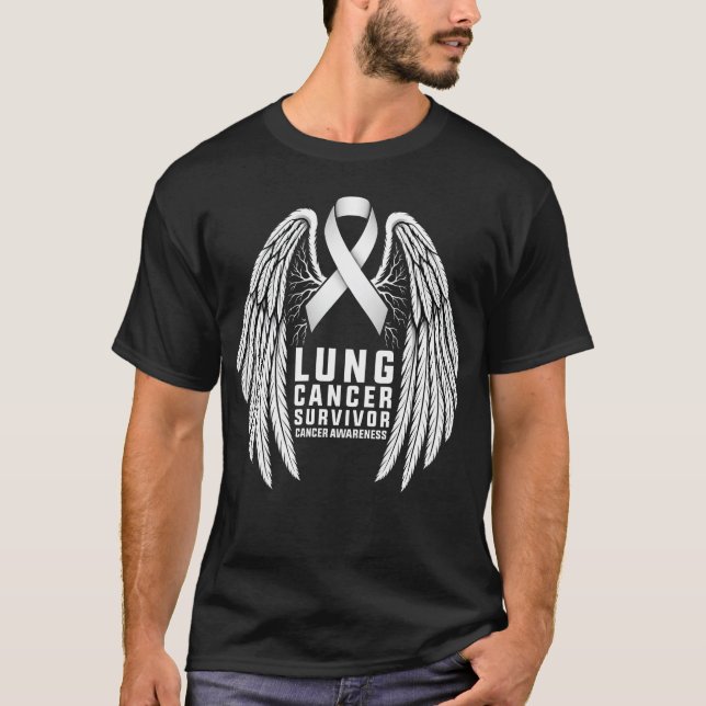 T-shirt White Ribbon Lung Cancer Survivor hummingbird (Devant)
