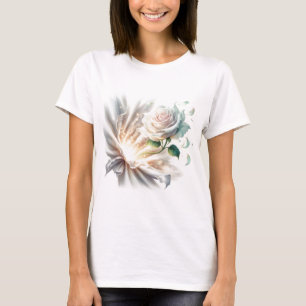 T-shirt White Rose Surreal : L'élégance au-delà de la réal