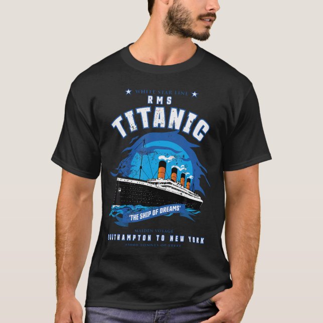 T-shirt White Star Line Rms Titanic Le Bateau De Dreams Gi (Devant)