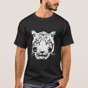 T-shirt White Tiger Head Wild Chat Lover Zoo animal Retro 