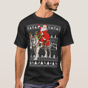 T-shirt White Tiger Lover Santa Riding White Tiger Ugly Ch