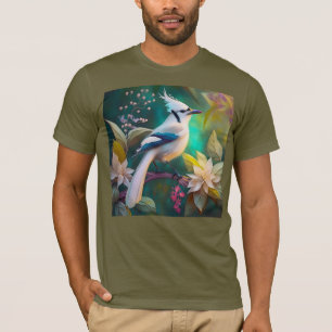 T-shirt White Tufé Turquoise Wing Jay Imaginaire Bird