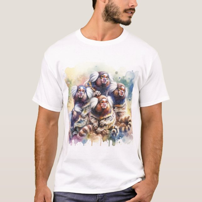 T-shirt Whiteeared Marmosets 060624AREF122 - Watercolor (Devant)