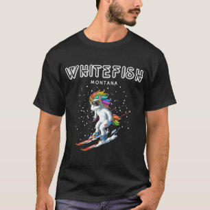 T-shirt Whitefish Montana Unicorn USA Station de ski 80s R