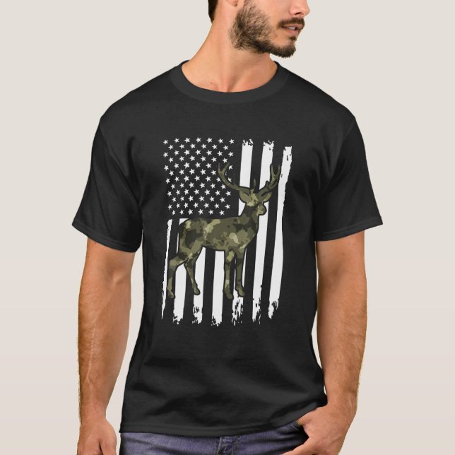 T-shirt Whitetail Buck Deer Chasse Camouflage américain | (Devant)
