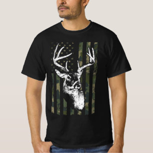 T-shirt Whitetail Buck Deer Hunting USA Camouflage Amériqu