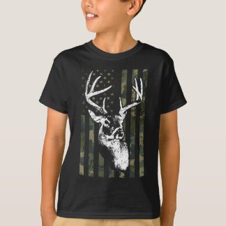 T-shirt Whitetail Buck Deer Hunting USA Camouflage Amériqu