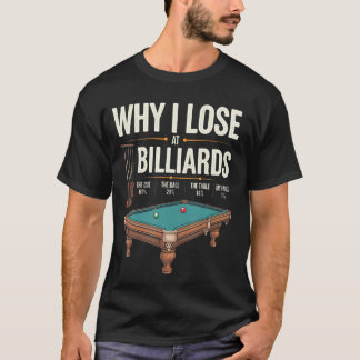 T-shirt Why I Lose At Billiards Funny Pool Player Billiard