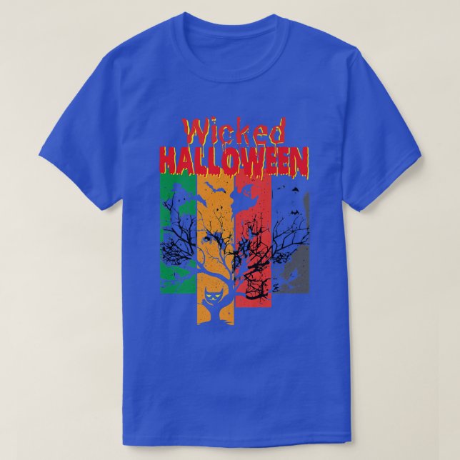 T-shirt Wicked Cat Witch Moon Funny Letter Print Hallowee (Design devant)