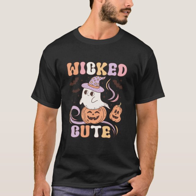 T-shirt Wicked Cute Ghost Bats Citrouille Éffrayant Super  (Devant)