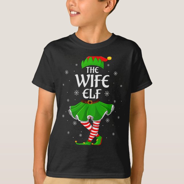 T-shirt Wife Elf Christmas Family Girls Women Elf Squad Xm (Devant)