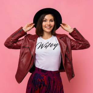 T-shirt Wifey moderne Script simple noir et blanc