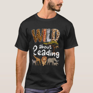 T-shirt Wild About Reading Books Reader Bookworm Libraria