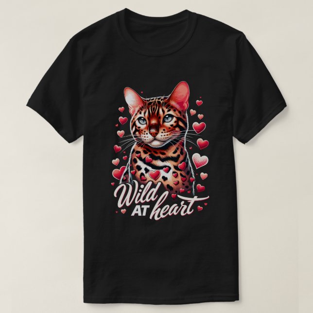 T-shirt Wild at Heart - Bengale Chat Love Tee (Design devant)