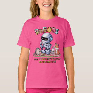 T-shirt 🤖 Wild at Heart Robot Cartoon Picnic In Woods