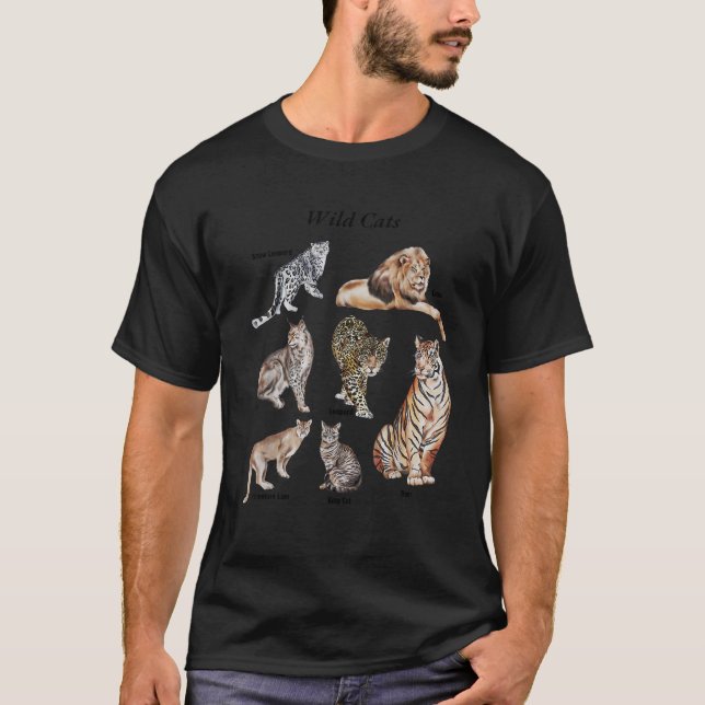 T-shirt Wild Cats Animals of the World Educational Wild An (Devant)