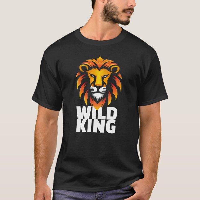 T-shirt WILD KING Graphic Tee - Flat Lion Head Design (Devant)