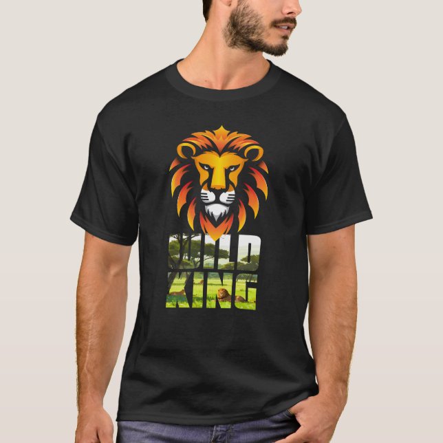 T-shirt WILD KING Graphic Tee - Flat Lion Head Design (Devant)
