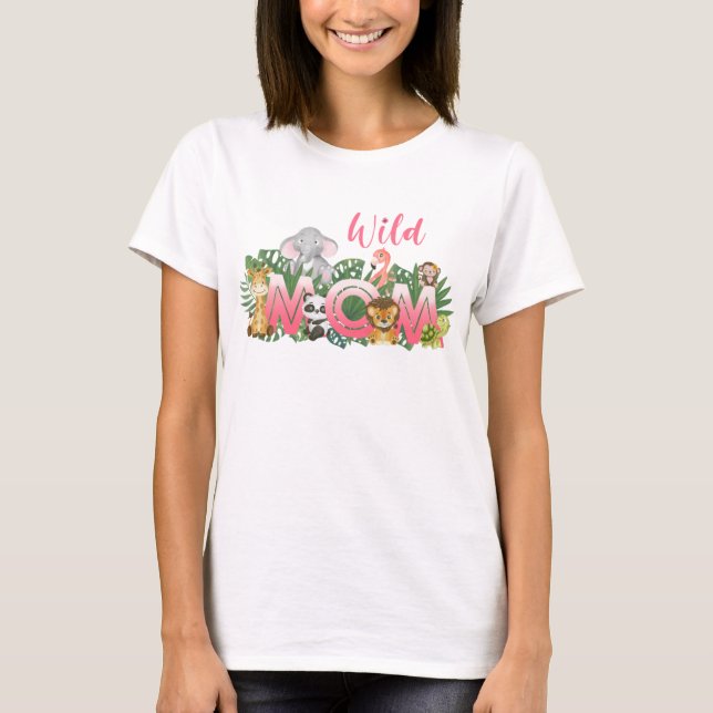 T-shirt Wild Mom Jungle Safari Animaux de famille jumelage (Devant)