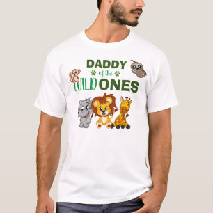 T-shirt Wild One Papa Jungle Safari Zoo Animal Twins Daddy