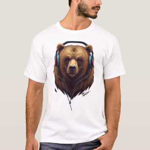 T-shirt Wild Resonance – Ours abstrait avec casque audio