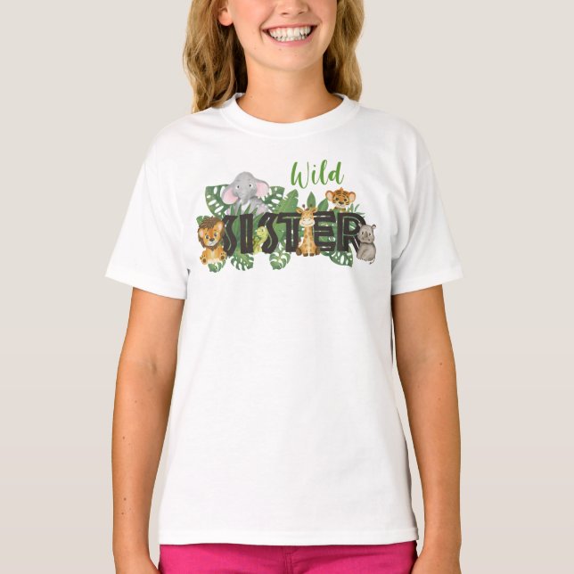 T-shirt Wild Sister Safari Jungle Anniversaire Famille (Devant)