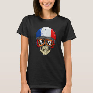 T-shirt Wild Skull Wearing Helmet With France