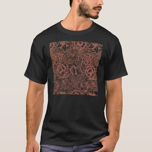 T-shirt William Morris Fleur de pavot rose Floral (Devant)